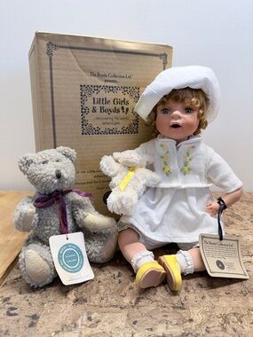 Little Girls & Boyds “Mary” 2004 Doll Style 4726 with White Teddy + Extra Bear 🐻